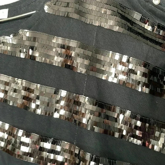 Joseph A Women Top Blouse Shirt S Black Sequin Knit - Picture 5 of 7